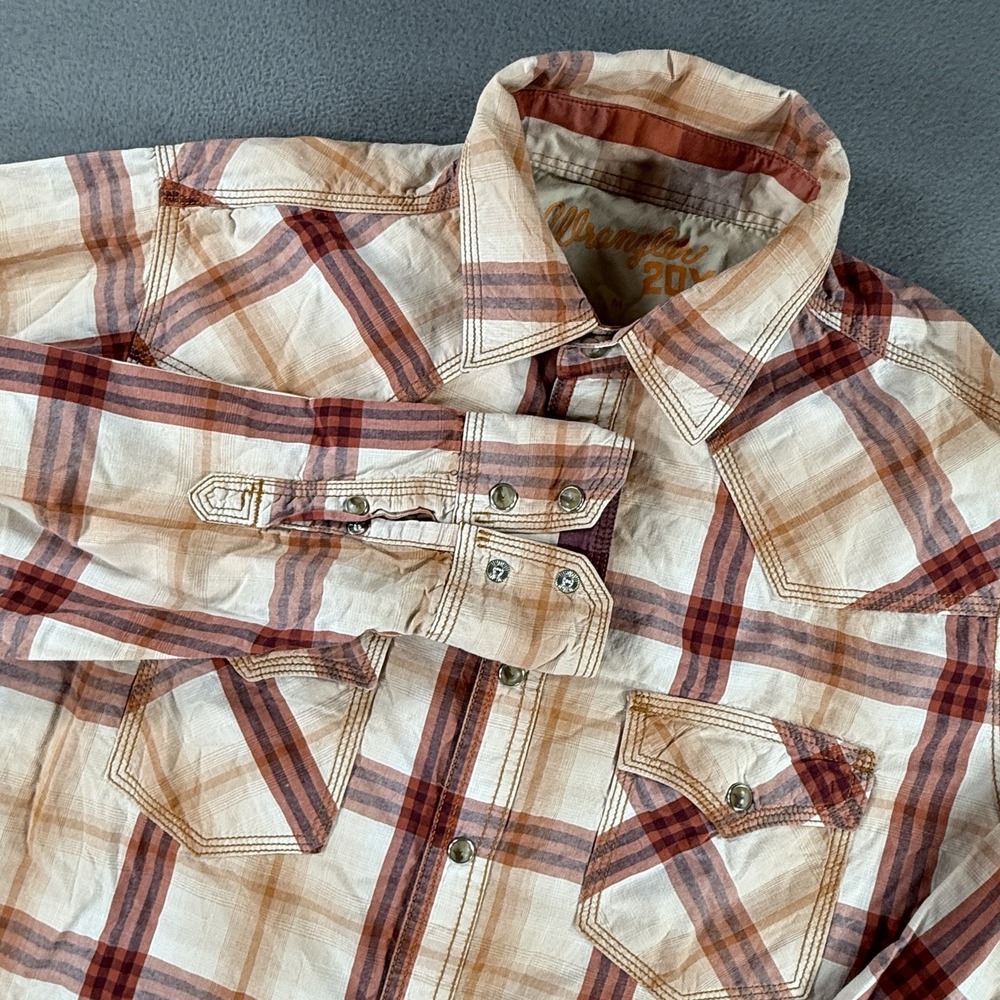 Wrangler 20X Mens Medium Fall Plaid Pearl Snap Long Sleeve Western Shirt MJ1291M